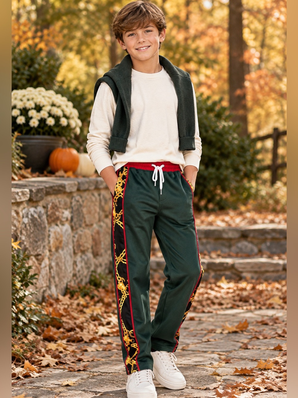 Boys M 10-12 Southpole Green Red and Black Track Pants
